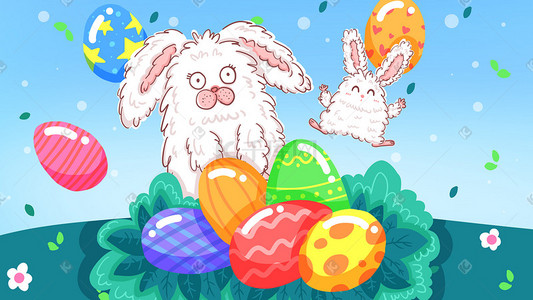 节日复活节插画图片_复活节兔子彩蛋节日快乐