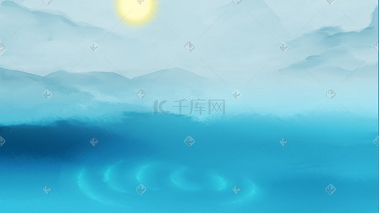 水墨山背景插画图片_中国风古风水墨山水背景