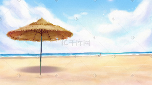 夏季沙滩遮阳伞避暑