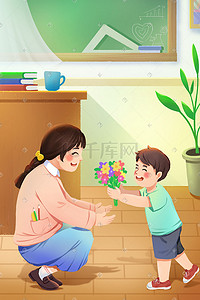 教师节老师学生学习教育读书鲜花