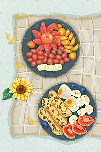 美食桌布插画图片_美食之一餐食减肥餐