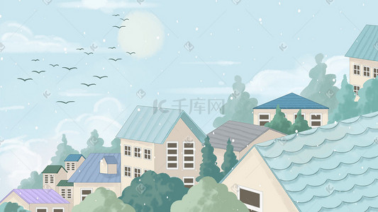 晴空插画图片_简单背景夏日蓝色晴空