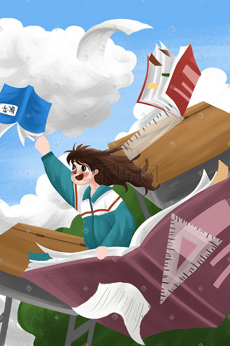 高考考试拼搏读书奋斗女孩节日教育毕业季毕业