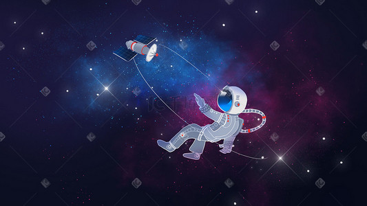 星球天空插画图片_宇宙星空宇航员太空星空星星星球背景科技