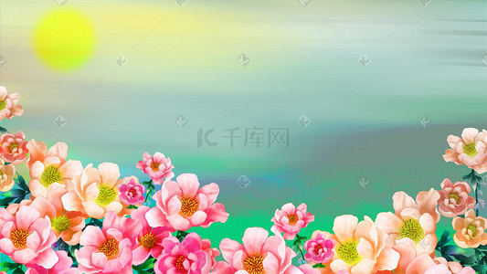 人间富贵插画图片_唯美治愈系中秋富贵花朵金色鲜花背景中秋