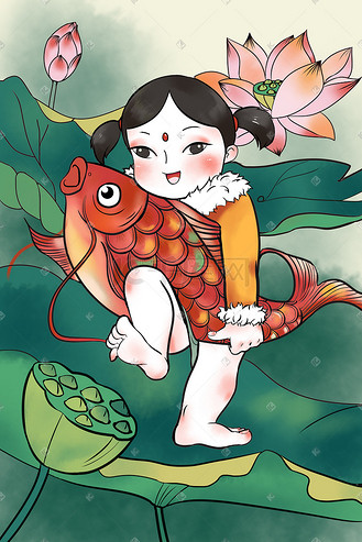 q版收压岁钱的娃娃个人vip和企业vip免费下载免抠元素鼠年对联年画