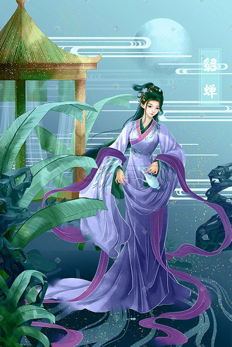 中国风古代四美之貂蝉唯美古风仙侠仕女图