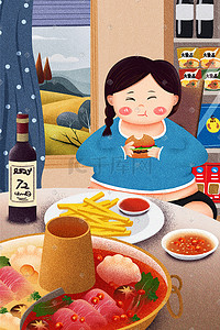零食扁平场景超市购物商场中秋节中秋月饼节日月亮兔子零食吃货美食