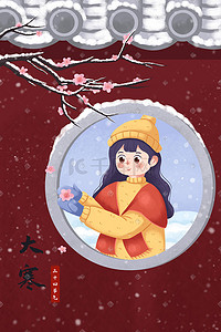 大寒赏雪雪景梅花故宫城墙二十四节气