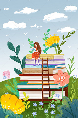 世界读书日插画-世界读书日配图-千库网