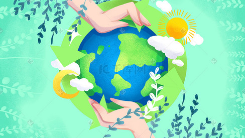 绿色系卡通手绘风环境保护配图