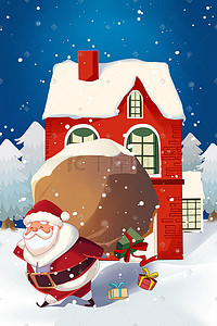 12月25插画图片_圣诞卡通圣诞节圣诞老人手绘插画圣诞