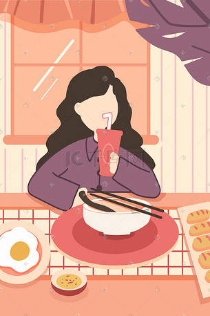 餐厅吃饭插画-餐厅吃饭配图-千库网