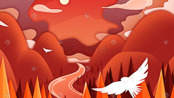 剪纸红色中国风插画-剪纸红色中国风配图-千库网