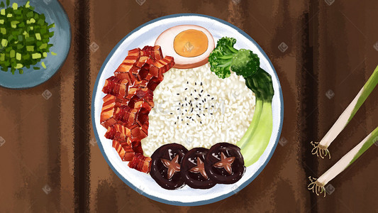 台湾渔民插画图片_手绘美食台湾卤肉饭横版
