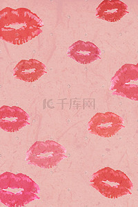彩妆logo插画图片_粉色系浪漫唯美唇印背景