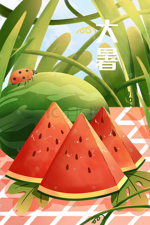 西瓜布插画-西瓜布配图-千库网