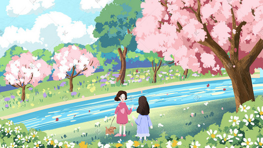 樱花季节出门散步遇到朋友治愈系