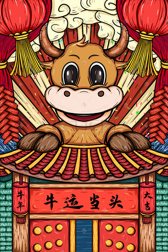 2021红色喜庆牛运当头