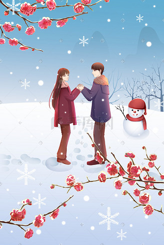 情侣雪人