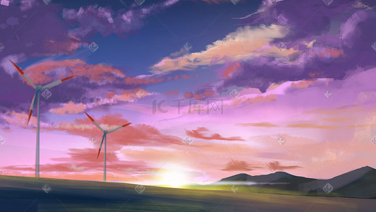 粉色天空渐变插画图片_天空云夕阳风景夏天春天阳光云彩粉色背景