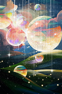 世界插画图片_发光的世界宇宙星空恒星夜空星星背景