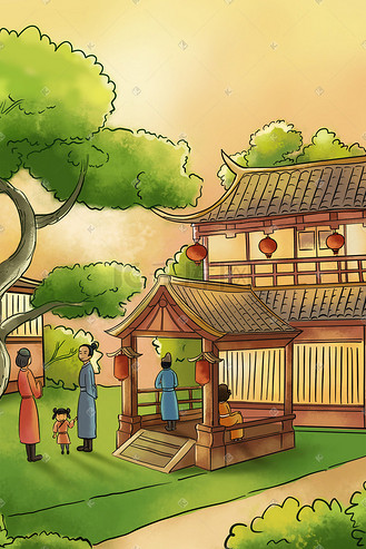 新中国风古代建筑庭院赏玩