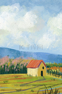 夏天夏至油画插画图片_夏日夏天油画风格风景