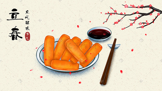 中国传统二十四节气立春节日插画
