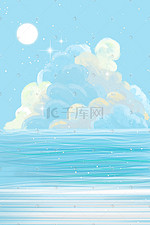 天空蓝天白云海海洋海浪大海背景