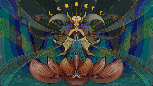 描金山水插画-描金山水配图-千库网