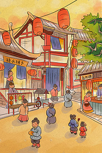 古代老师上课读书看书私塾场景中国风古风人物水墨生活古风学习主题之