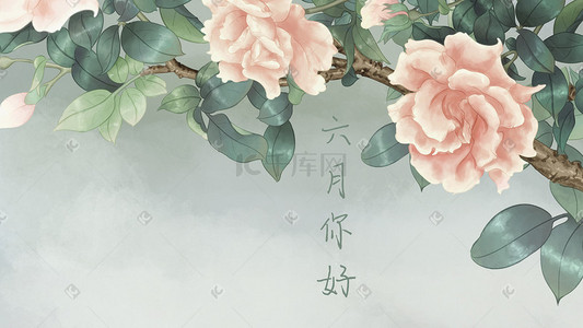 水彩清新花朵插画图片_六月你好之水彩花朵