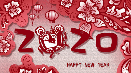 国潮新年元旦插画图片_2020新年快乐鼠年大吉