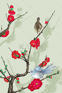 中国风工笔花鸟写实