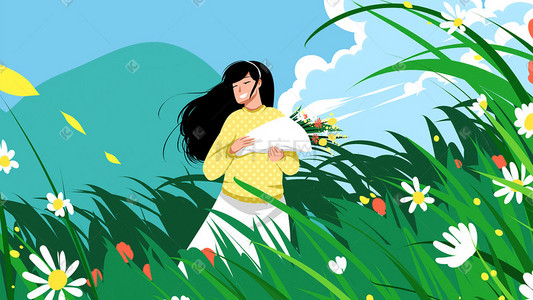 春分花卉插画图片_卡通手绘风立春配图