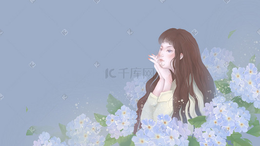 唯美清新文艺少女插画图片_文艺清新国风少女与花朵主题插画