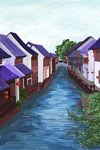 上海冷面插画图片_上海无锡地标人文建筑