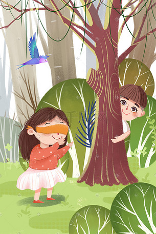 六一儿童节开心玩捉迷藏游戏六一