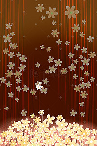梦幻童话背景插画图片_棕色系梦幻童话鲜花花朵背景