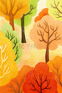 松树植物插画图片_秋天秋季立秋树林松树