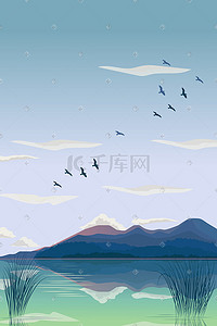 预测自然现象插画图片_自然江河湖草山日出晨曦早晨