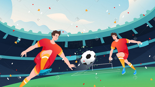足球插画图片_欧洲杯足球世界杯国足风景背景手机页面配图欧洲杯