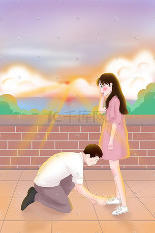 520情侣海边系鞋带