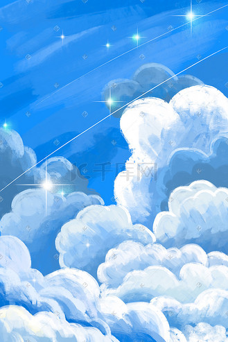 蓝天白云天空云朵云唯美治愈蓝色背景
