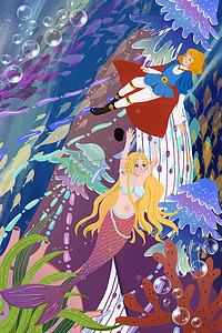 欧美童话插画图片_欧美童话故事海的女儿小美人鱼