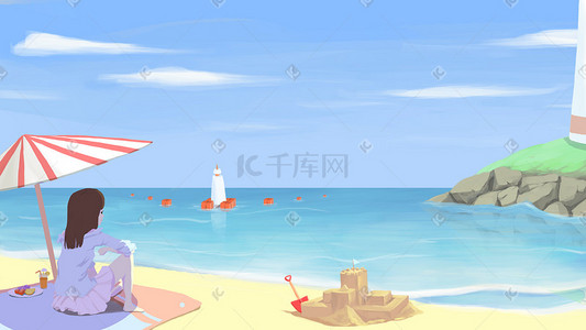 沙滩休闲插画图片_夏日沙滩休闲之旅