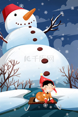 卡通手绘风冬景配图