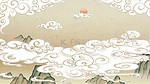 中国风古风工笔神话祥云山脉云堆天空背景