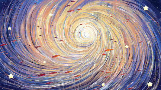 唯美治愈天空云朵云小清新梦幻海洋鱼背景